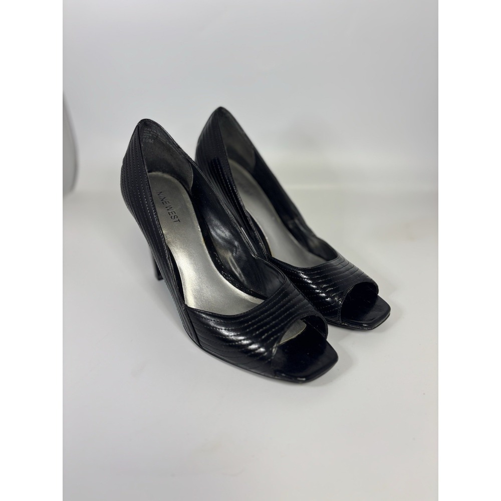 Nine West Black Peep Toe Heels Size 10